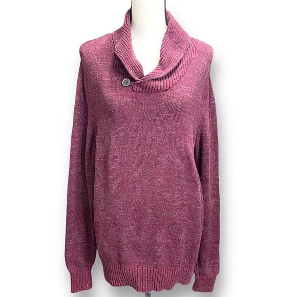 Urban Pipeline Women's Rib-trim Buttoned Neckline Sweater Red Large - Picture 1 of 8